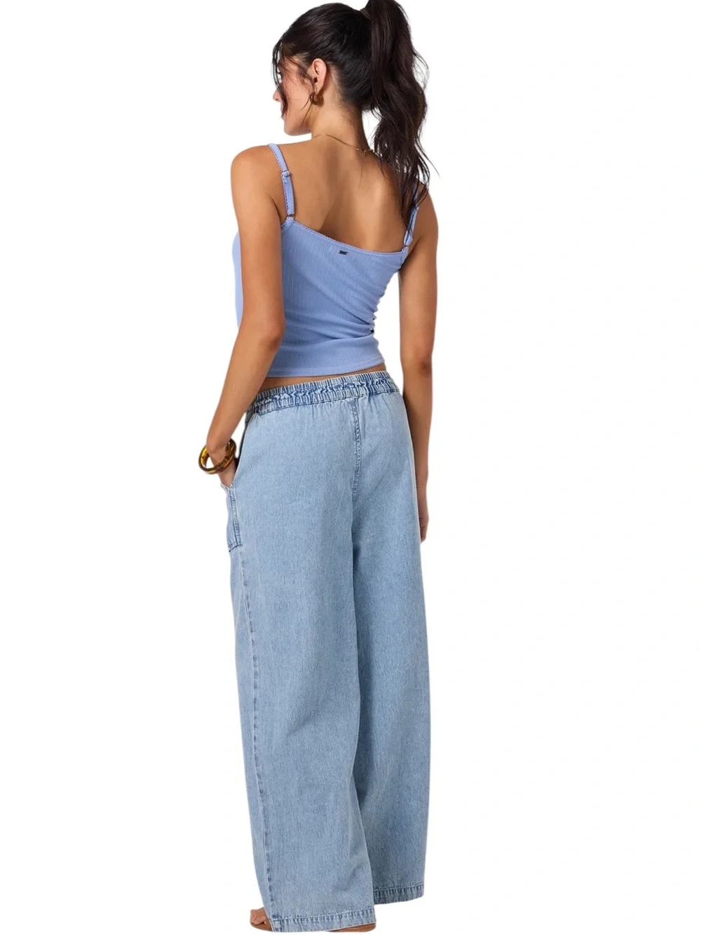 O’Neill Sevie Denim Pants in Drifter Light Blue Denim Wide Leg Pants Size M